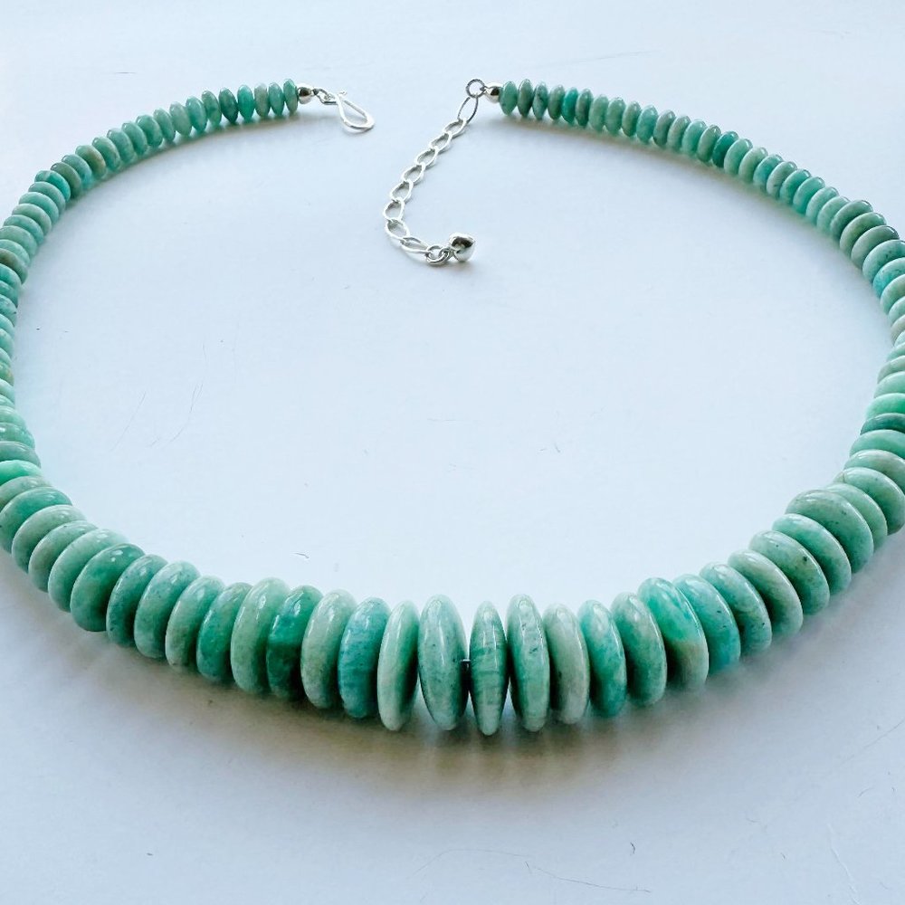 Jay King Green Stone Coin Necklace 22"